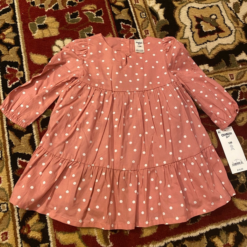 OshKosh B'gosh Coral Polka Dot Dress,12m